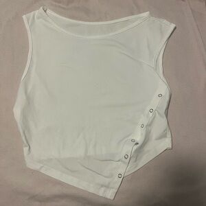 SHEIN Short Sleeve Top with Split Four- Button Closure